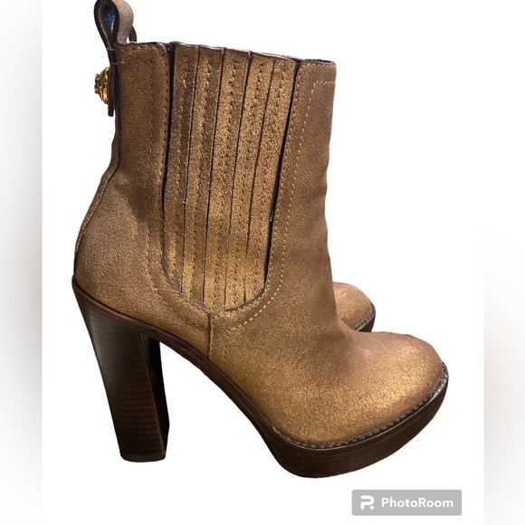 TORY BURCH TROY GOLDEN LEATHER BOOTIES size 6 - Picture 6 of 13